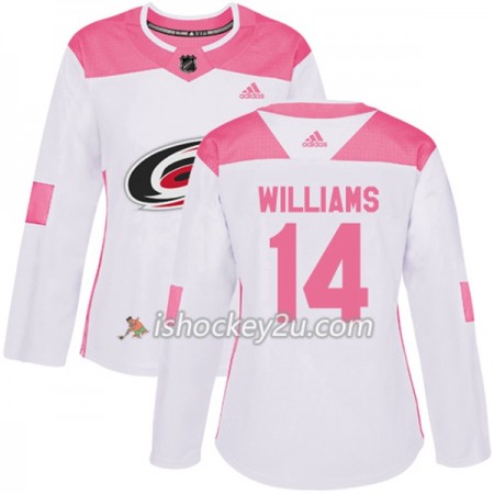 Dame NHL Carolina Hurricanes Trøje Justin Williams 14 Adidas 2017-2018 Hvid Lyserød Fashion Authentic